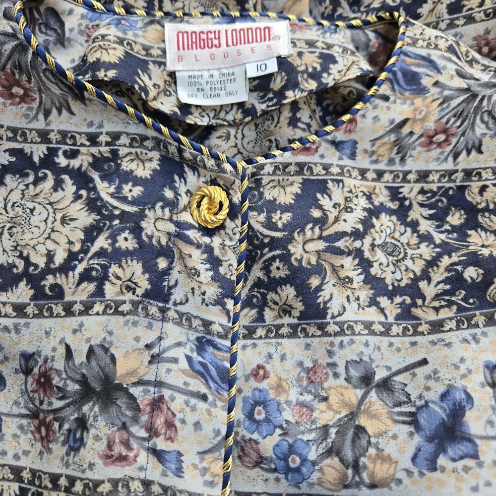 Women's Vintage Floral Paisley Blouse Boho Long Sleeve Button Front Retro Top - Picture 8 of 12